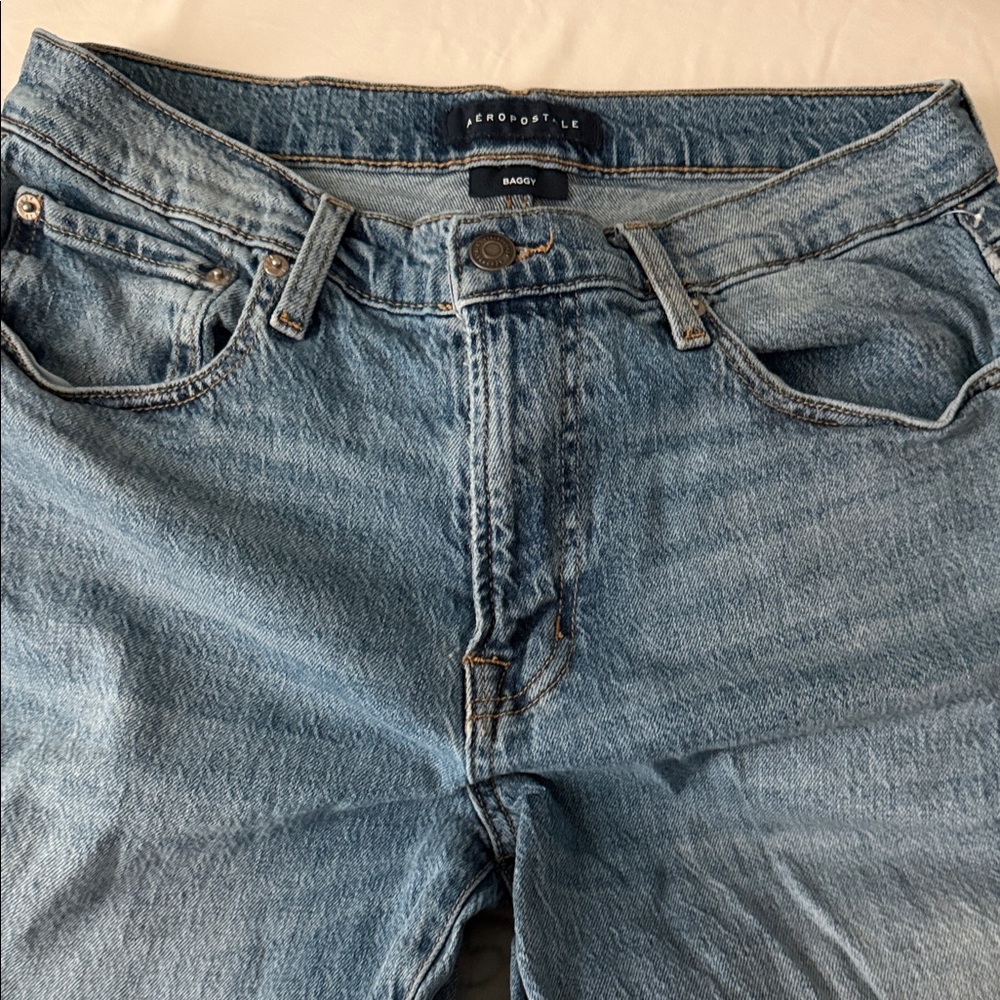 Aeropostale Men's Light Blue Relaxed Jeans